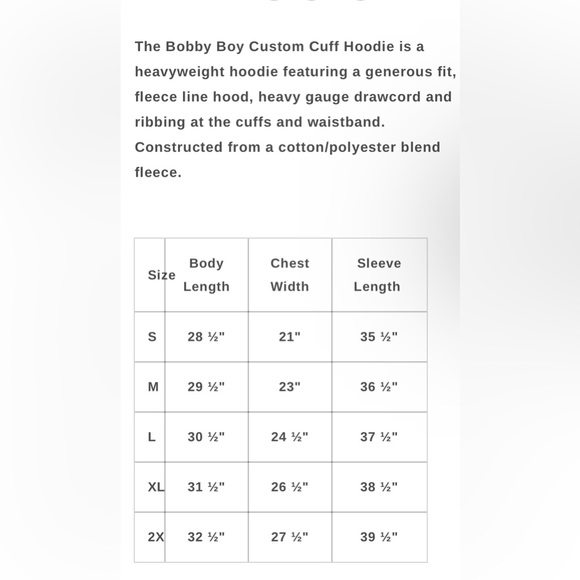 Bobby Boy Custom Cuff Hoodie Size Small - Picture 2 of 8